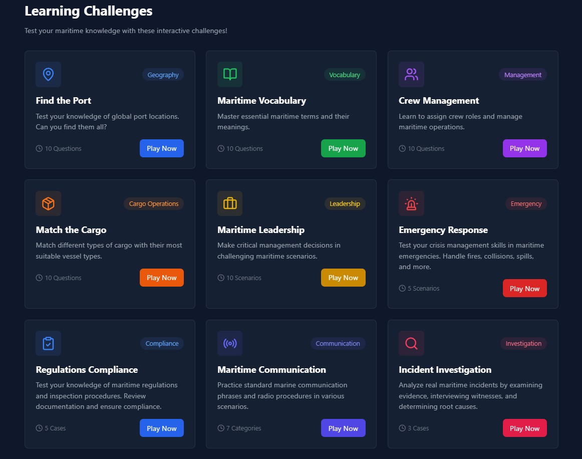Learning Challenges Interface